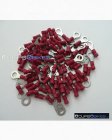 100 x Red 6.4mm Insulated Ring Crimp Connector Terminals